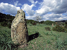 Uno dei menhir protoantropomorfi di Villa Sant'Antonio (Oristano)