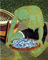 Giuseppe Migneco, Il pescatore verde, 1975. Coll. privata