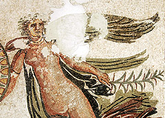 Particolare del mosaico Delle Vittorie, II secolo d. c., dallo scavo di Palazzo Gioia, Rimini, Museo della Città