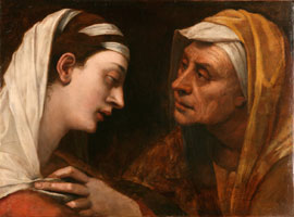 Sebastiano Luciani detto Sebastiano del Piombo (1485-1547) Maria ed Elisabetta (Visitazione)
1519. Olio su carta incollato su tela, cm 42 x 57. Collezione privata