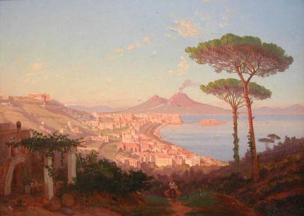 "Girovaghi" per mestiere 1 Teodoro Duclére (Napoli 1815 - 1869), Veduta del Golfo di Napoli