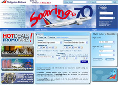 Il sito internet di Philippines Airlines