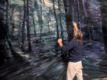 Con Papetti la tela diventa cerchio 2 Alessandro Papetti dipinge il cerchio del Bosco, 2008