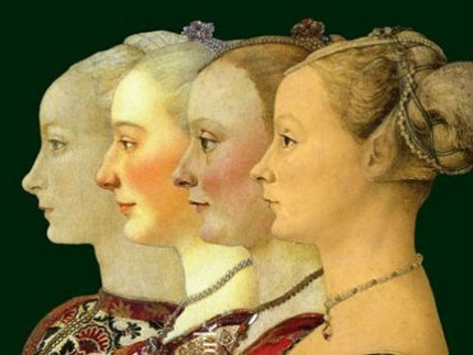 Le quattro dame di profilo nel manifesto della mostra