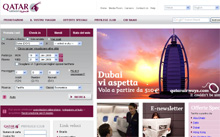 L'home page di Qatar Airways