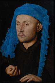 Jan van Eyck, Ritratto d'uomo con copricapo azzurro, 1429 circa, Sibiu, Muzeul National Brukenthal
