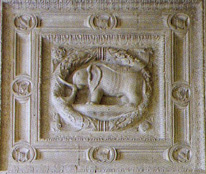 L'elefante scolpito sul portale dell'Aula del Nuti