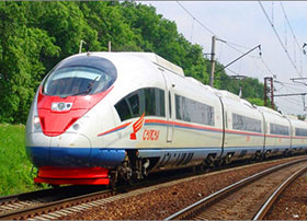 La livrea di un treno delle Ferrovie Russe, RzD
