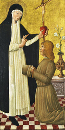 Cristoforo di Benedetto da Bologna (doc. 1456-1497)
Santa Caterina da Siena e un devoto inginocchiato.
Firenze, Antichità Dei Bardi 
