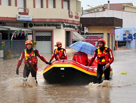 L'intervento dei soccorritori in Sardegna