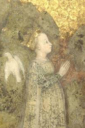 Storie di Teodolinda: Apparizione dello Spirito Santo in forma di colomba
particolare
Bottega degli Zavattari, 
1441-46 circa
Monza, Duomo, Cappella di Teodolinda
