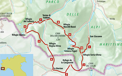 Il percorso ad anello tra il Parco naturale delle Alpi Marittime e il Parco nazionale del Mercantour  scandito da dieci tappe 