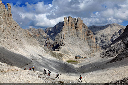 Trekking in Catinaccio, Torri del Vajolet, foto Pio Geminiani