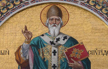 Giuseppe e Pompeo Bertini, San Spiridione, 1880 circa, Mosaico nella lunetta della porta principale