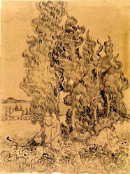 Vincent van Gogh, Cipressi con due donne, 1890, Kröller Müller Museum, Otterlo