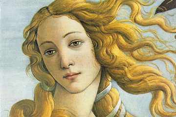Nascita di Venere, Sandro Botticelli, 1482-1485 circa. Galleria degli Uffizi a Firenze.
