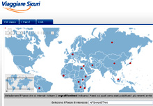 L'homepage del sito della Farnesina Viaggiaresicuri.it