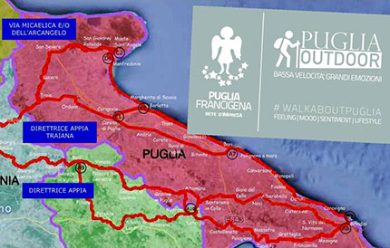 Mappa delle Vie Francigene del Sud