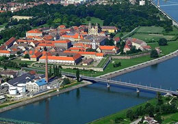 La posizione di Osijek rispetto al fiume
