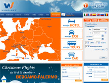 L'home page del sito della compagnia aerea