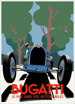 Bugatti Meeting Bugatti-Type-51-blue-poster1