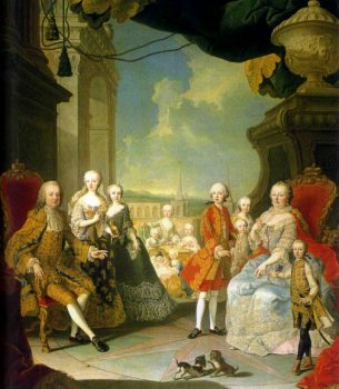 Maria Teresa Stephan-e-Maria-Teresa-con-la-famiglia,-Martin-van-Meytens,-1754-1755